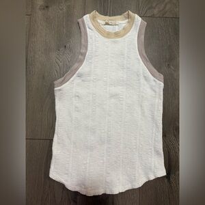 Free People We The Free Ribbed Tank Top Size Medium Neutral Colorblock